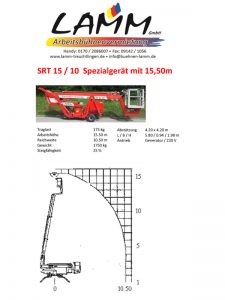 Arbeitsbühne Lamm SRT 15 10 mit Bodenschonung Datenblatt